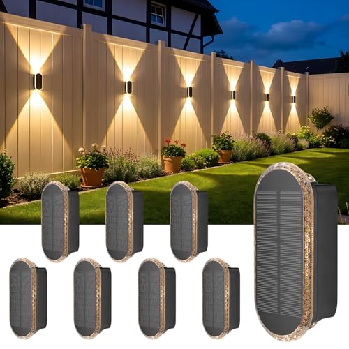 Detalle de ELLASAY Lámparas Solares de Exterior 8 Pack: Aplique Solar de Pared (Arriba y Abajo) IP65, 3 Colores Brillantes