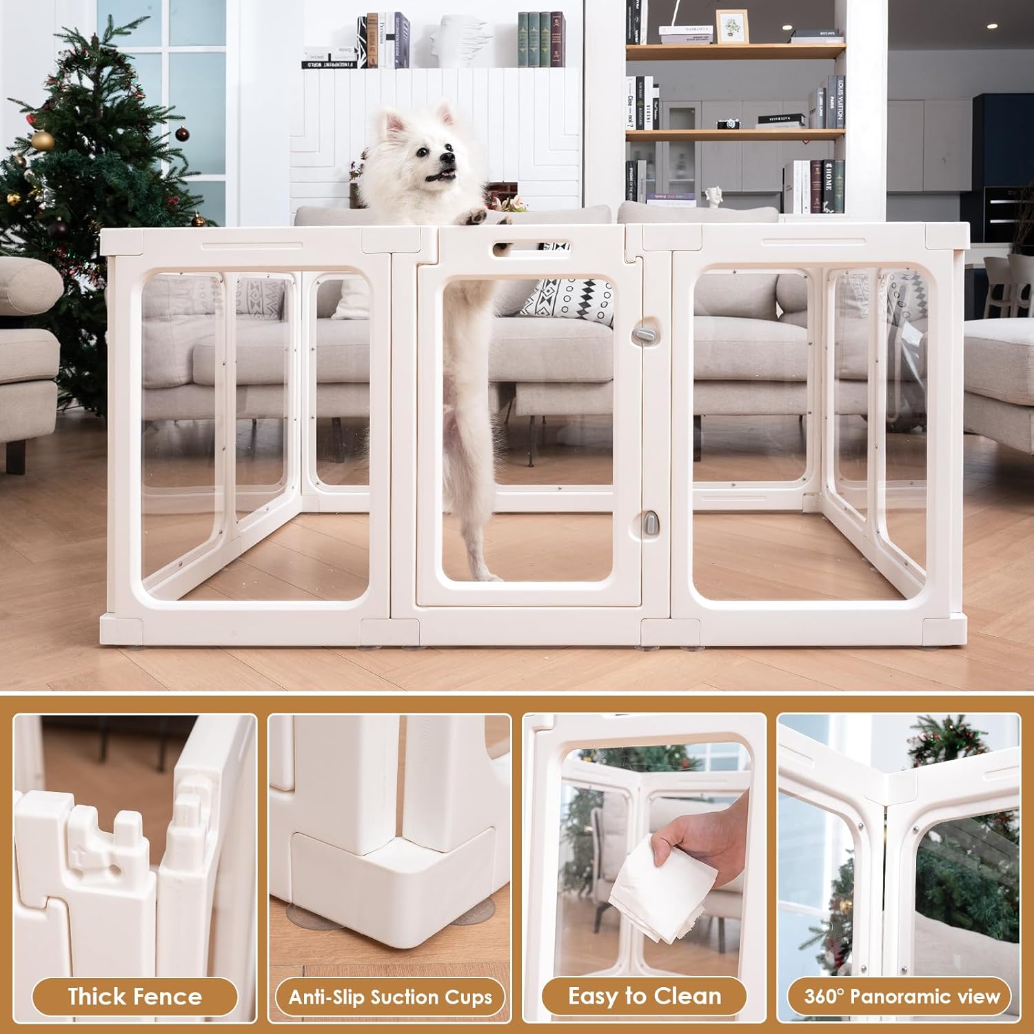 Thumbnail 1 de Acrylic Dog Playpen (60cm high) – Transparent Pet Pen with Door, 10 Panels