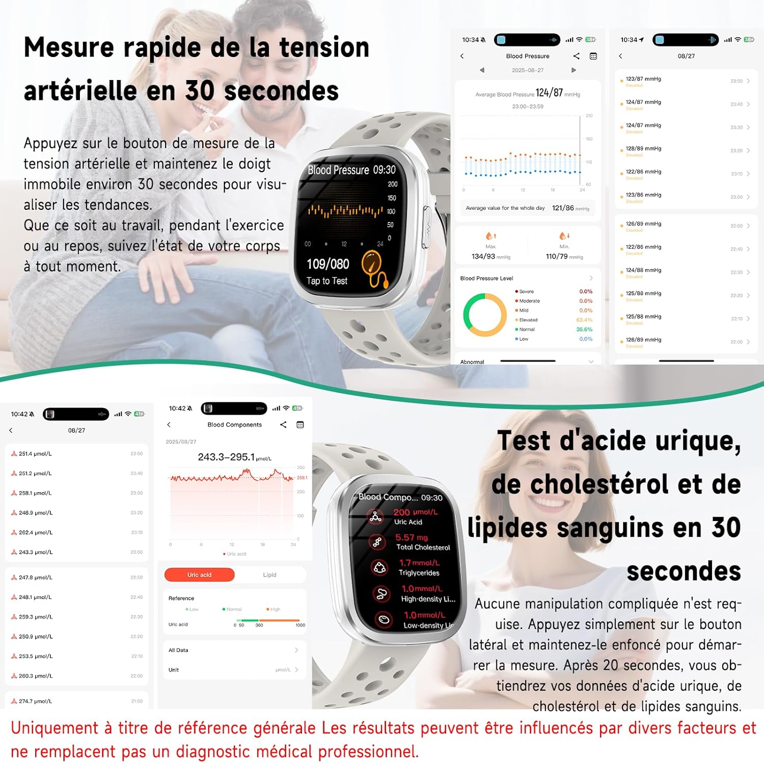 Thumbnail 2 de YYKY Montre Connectée ECG+HRV et IMC – Santé au poignet avec écran 1,72" et SOS