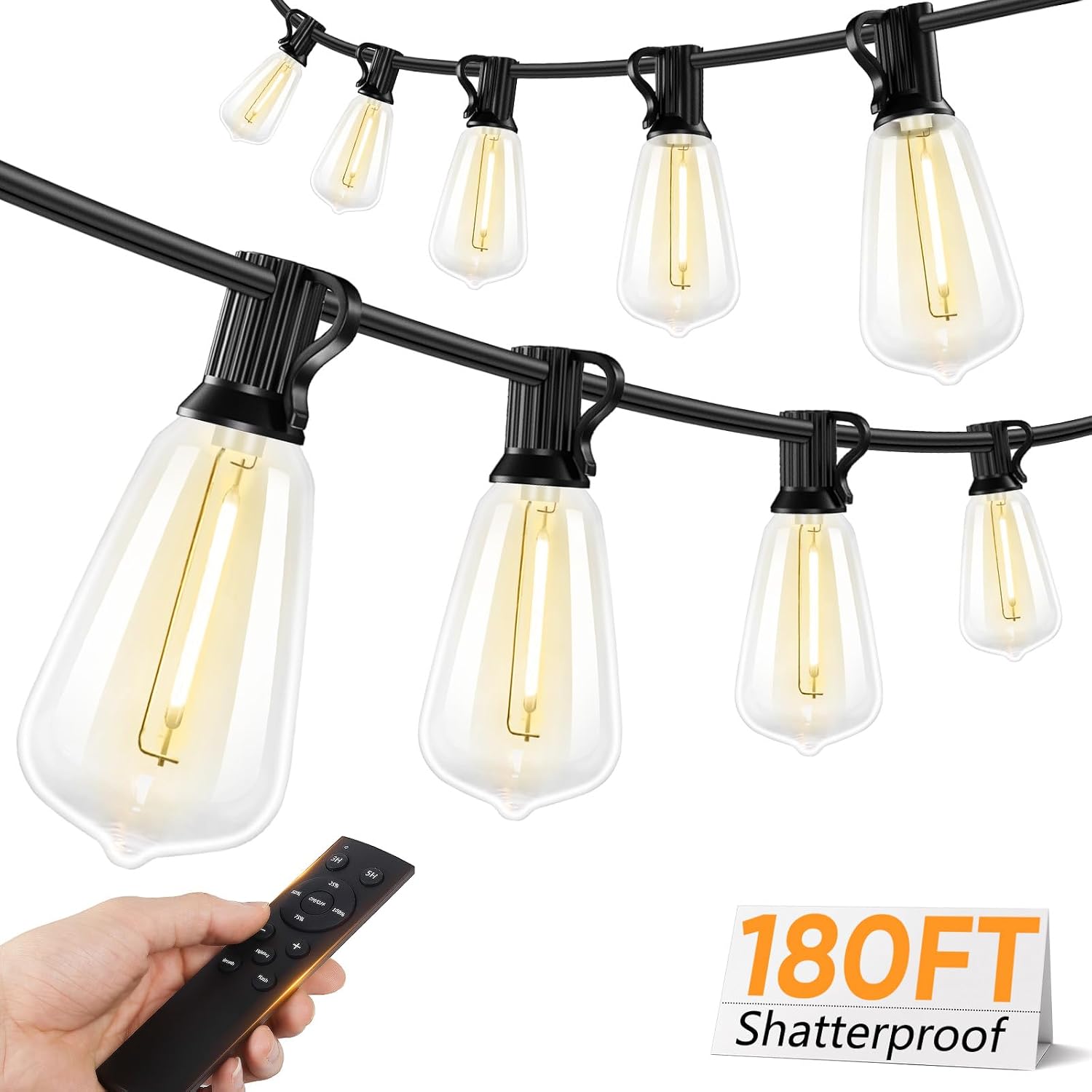 Detalle de Brightever CMPC-O25XA 180-Foot LED String Lights, Dimmable with Remote