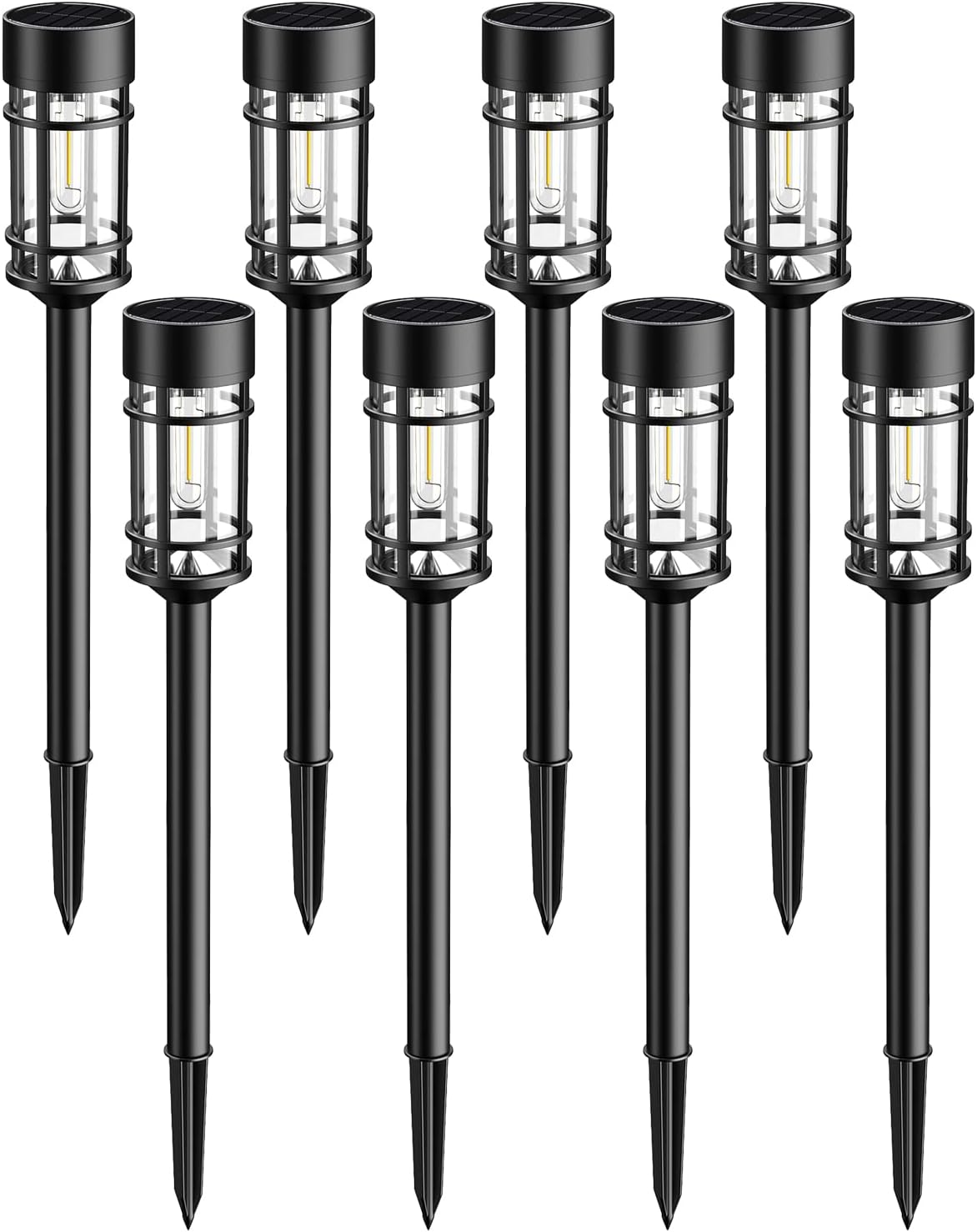 Detalle de ILANCK HNBRPL07B Solar Pathway Lights, 8-Pack, IP65, Warm White LEDs