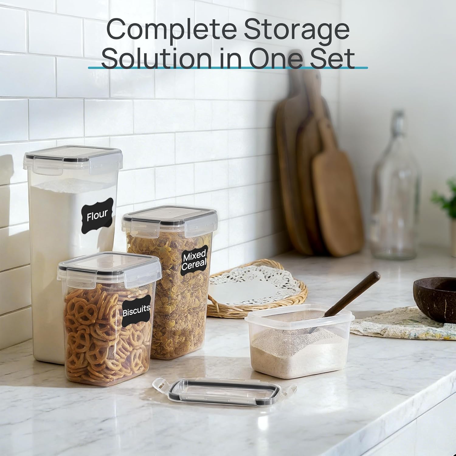 Detalle 1 de Vtopmart 24-Piece Airtight Food Storage Containers, 4 Sizes, Black