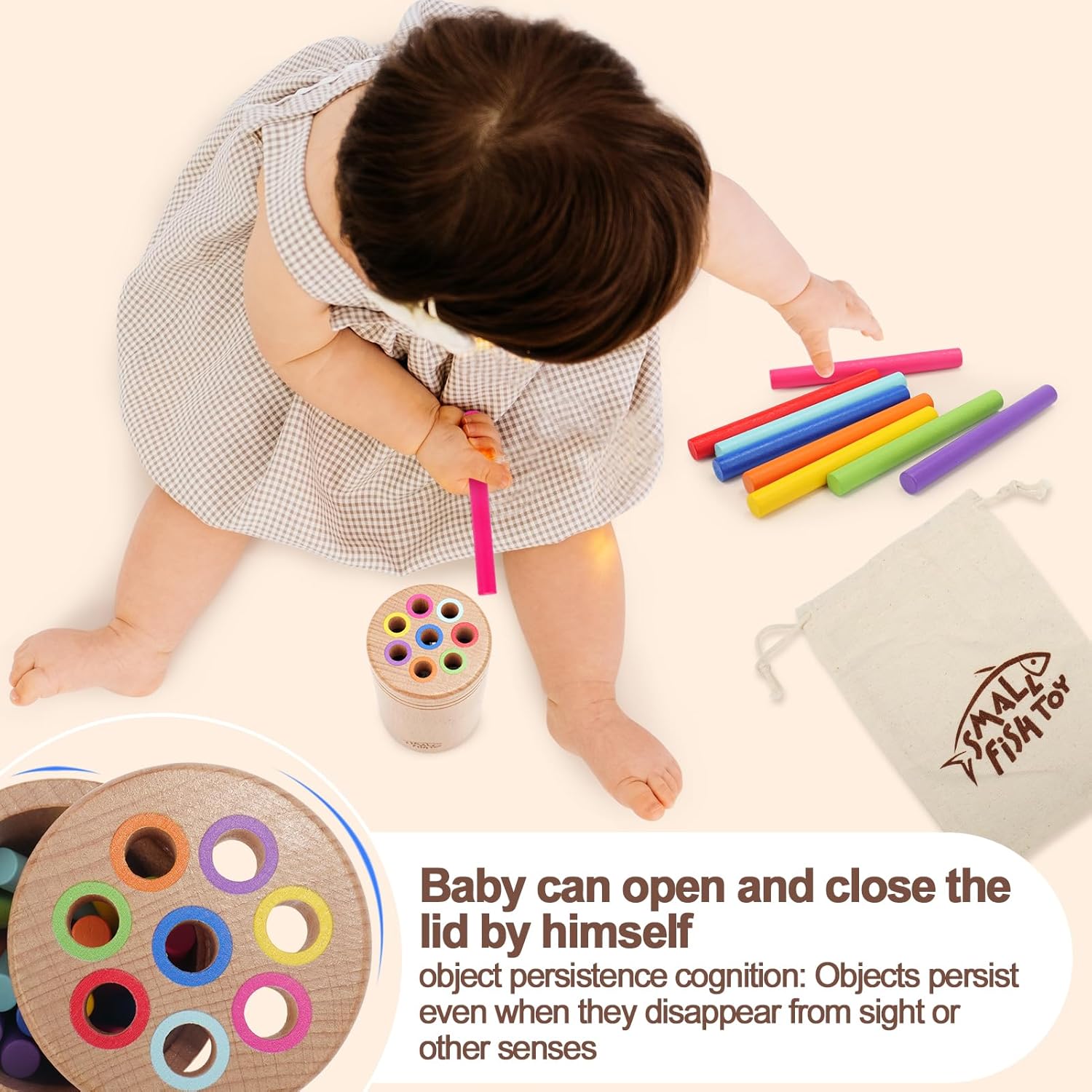 Thumbnail 4 de Small Fish Montessori Wooden Color Sorting Toy for Toddlers (Ages 1-3)