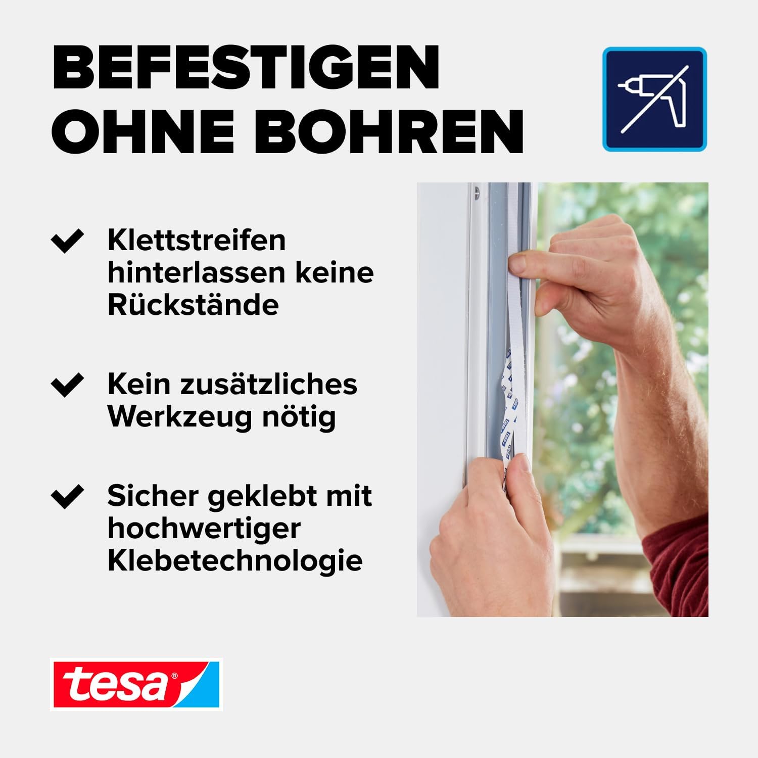 Thumbnail 4 de tesa INSECT STOP Klett Fliegengitter Premium für Türen – 2-tlg, 120 cm x 220 cm, Anthrazit