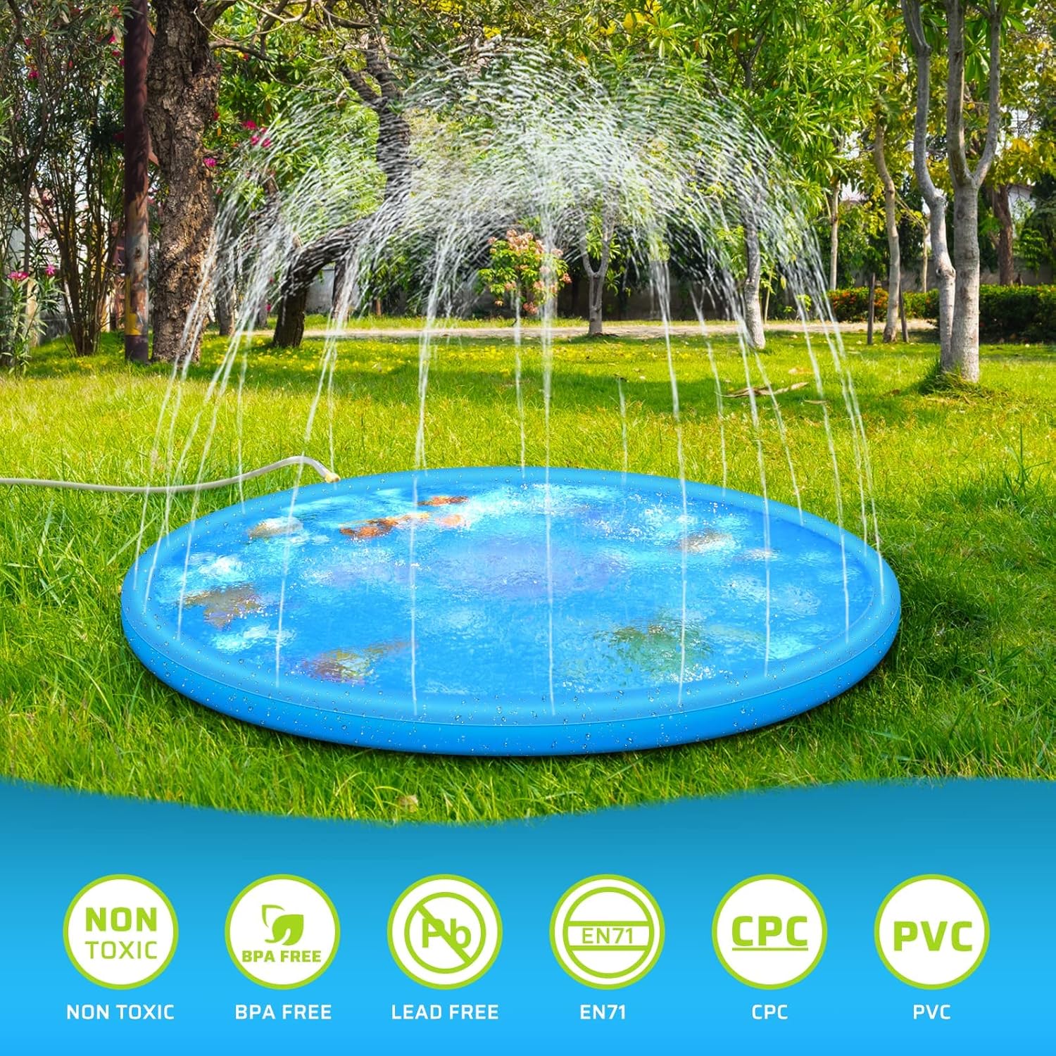 Thumbnail 1 de Anpro 170 cm Splash Pad (68") for Kids and Pets with 15 Anti-slip Tapes