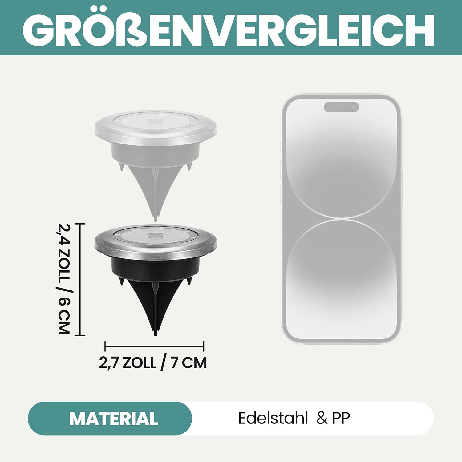 Detalle de Solpex Klein Solar Bodenleuchten – 10er Set, 8 LEDs, Edelstahl, IP65, für Garten und Weg