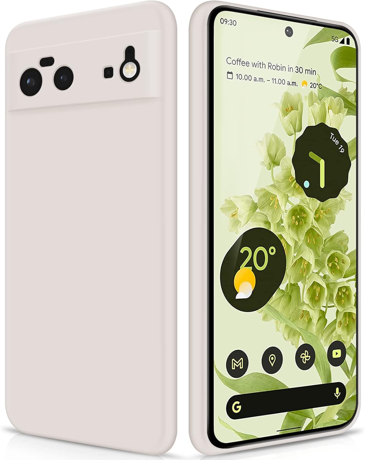 Detalle de GiiYoon Hülle für Google Pixel 6 – hochwertiges Liquid Silicone Case mit Rundumschutz in Weiß