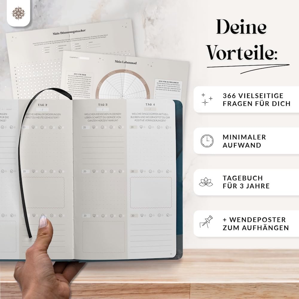 Detalle 2 de Lebenskompass Tagebuch One Line a Day DIN A5
