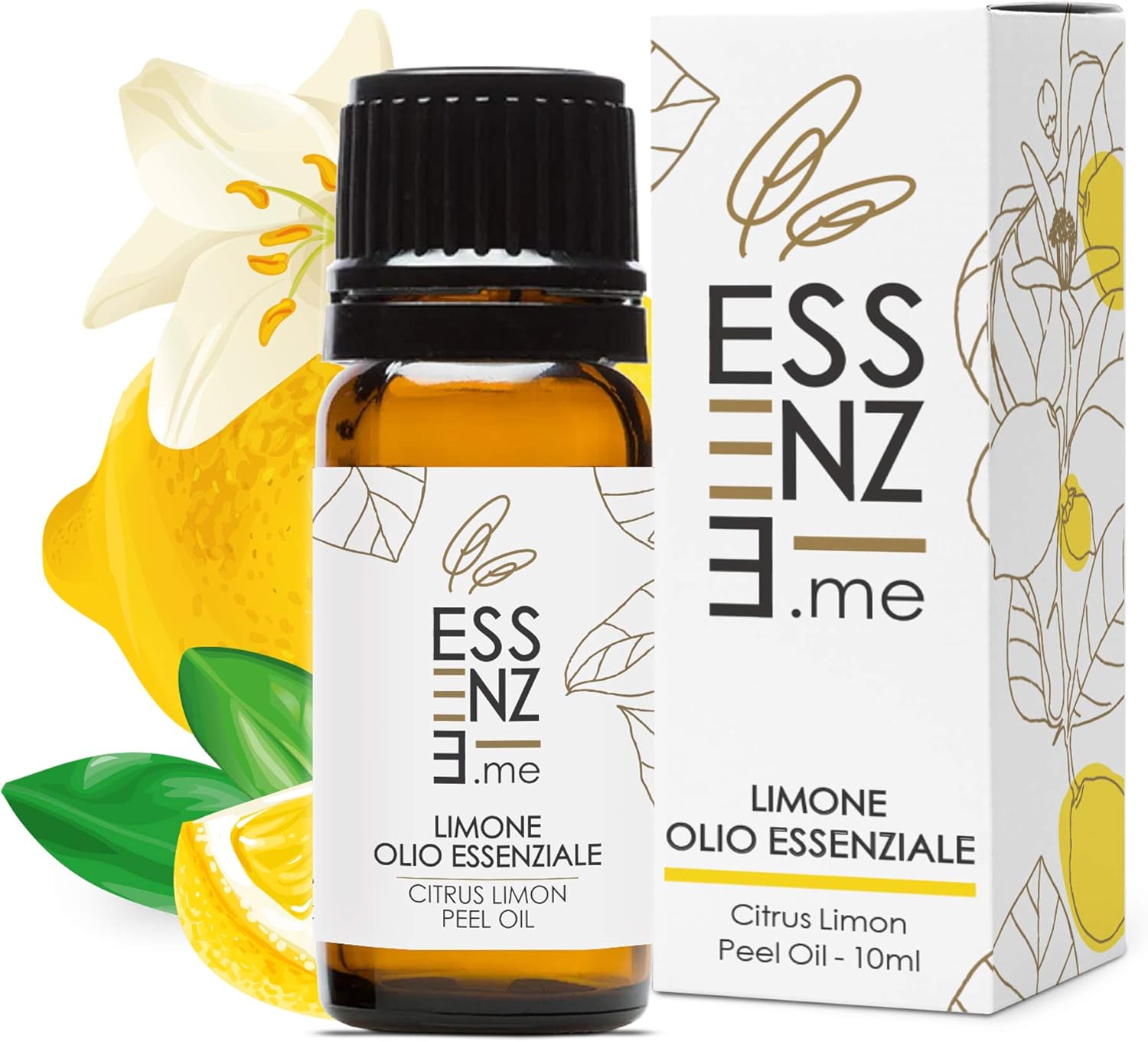 Detalle de ESSENZE OLIO ESSENZIALE DI LIMONE 100% Naturale, 10ml – Diffusore e Cura della pelle