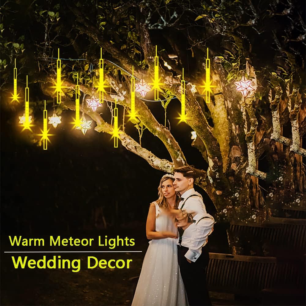 Detalle de Kwaiffeo mewa-eu meteorenregen-lichtslinger met 10 LED-buizen, warm wit