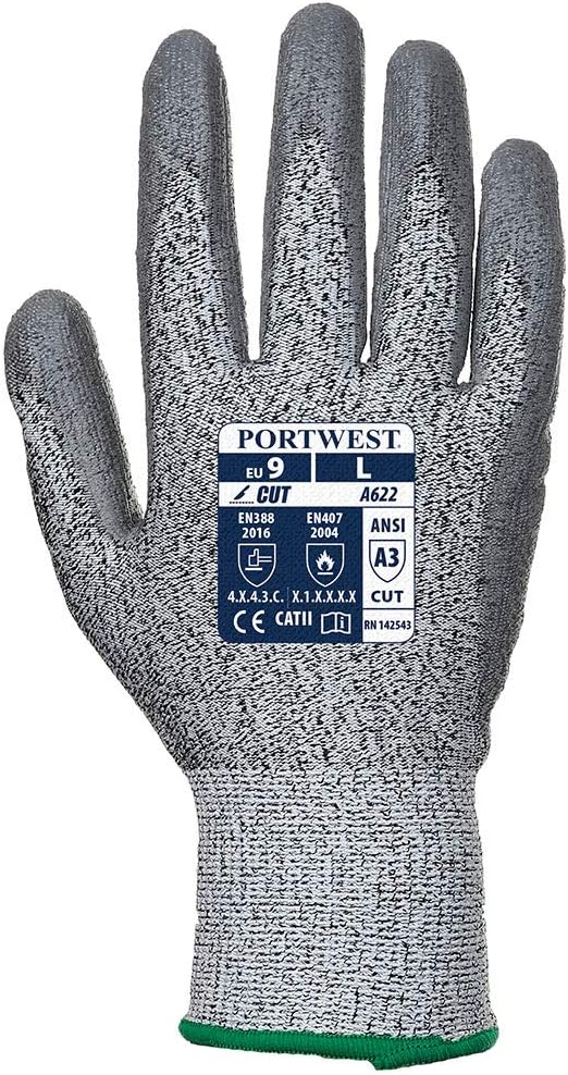 Detalle 1 de Portwest A622G7RM rękawica robocza Cut 5 z powłoką PU, szara, rozmiar M