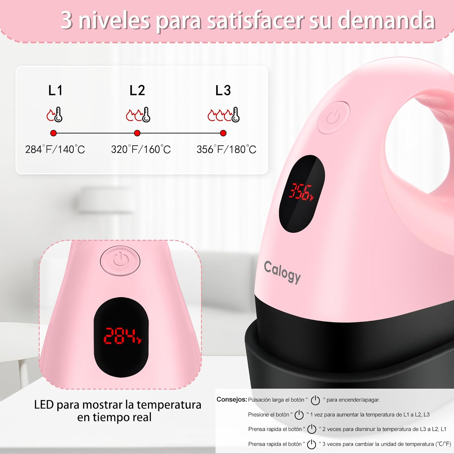 Thumbnail 2 de Calogy Mini Prensa de Calor Rosa Cereza 🎽