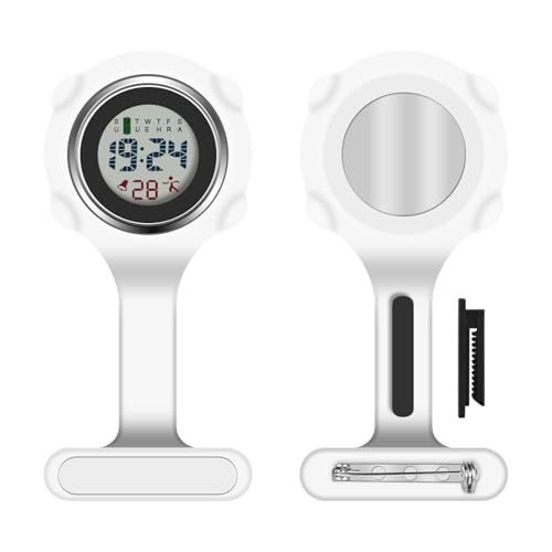 Detalle de Vicloon Montre Infirmière en Silicone avec Clip – Montre de poche fob et broche pour infirmières