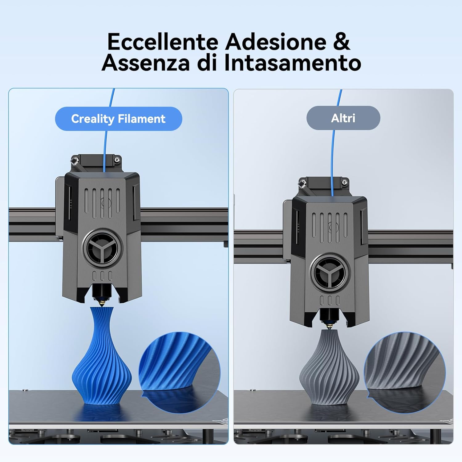 Detalle de Creality Ender PLA Filamento 1,75 mm – 2 Bobine da 2 kg (Grigio) per Stampanti 3D