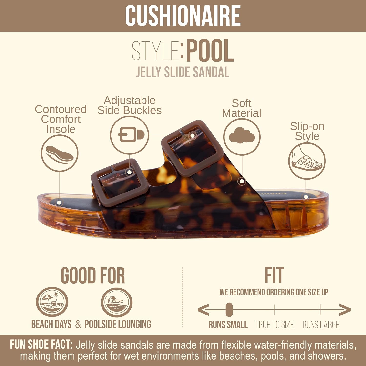 Detalle de CUSHIONAIRE Women's Pool Sandals: Water-Ready, Adjustable Two-Strap Comfort