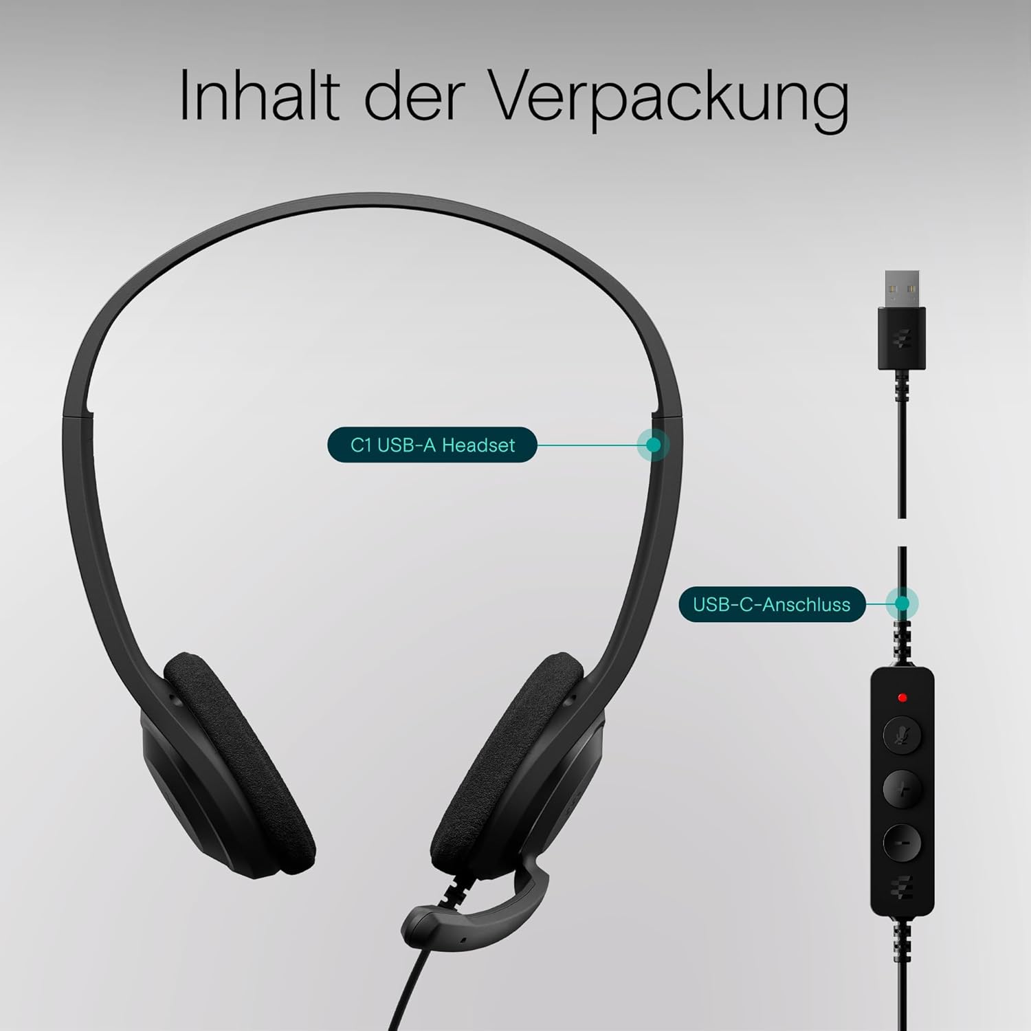 Thumbnail 4 de EPOS C1 Business-Headset mit USB-A, Noise-Cancelling-Mikrofon und EPOS Connect (schwarz)