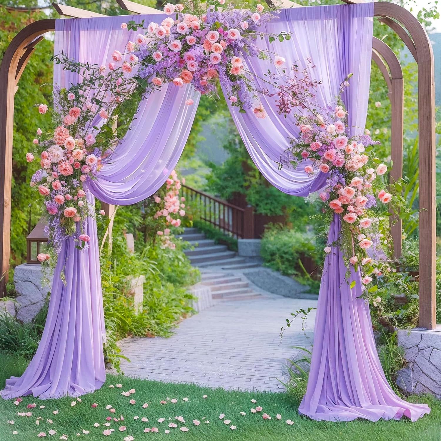 Thumbnail 6 de gogoparti CP34 Lavender Sheer Wedding Arch Drapes, 19 Ft, 2 Panels