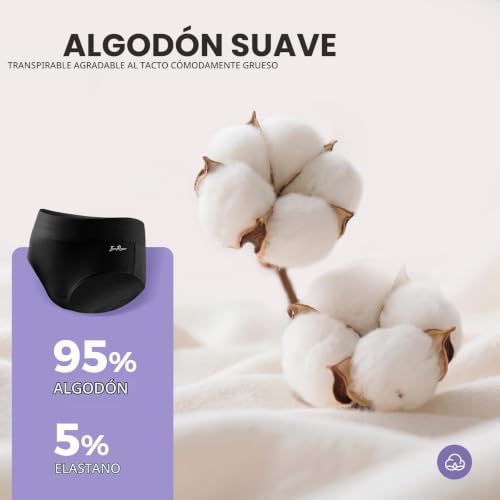 Detalle de IceReco Bragas Altas Mujer Algodón Pack 5 Multicolor XL – Pack postparto cómodo y con control suave