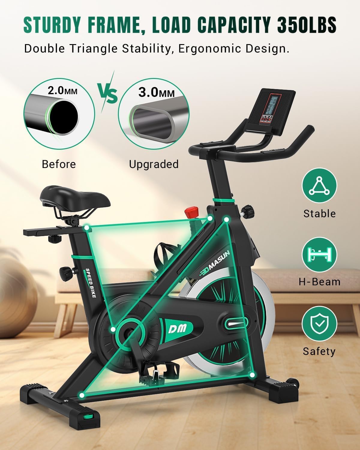 Detalle de DMASUN Exercise Bike 350 lb capacity 🚴♀