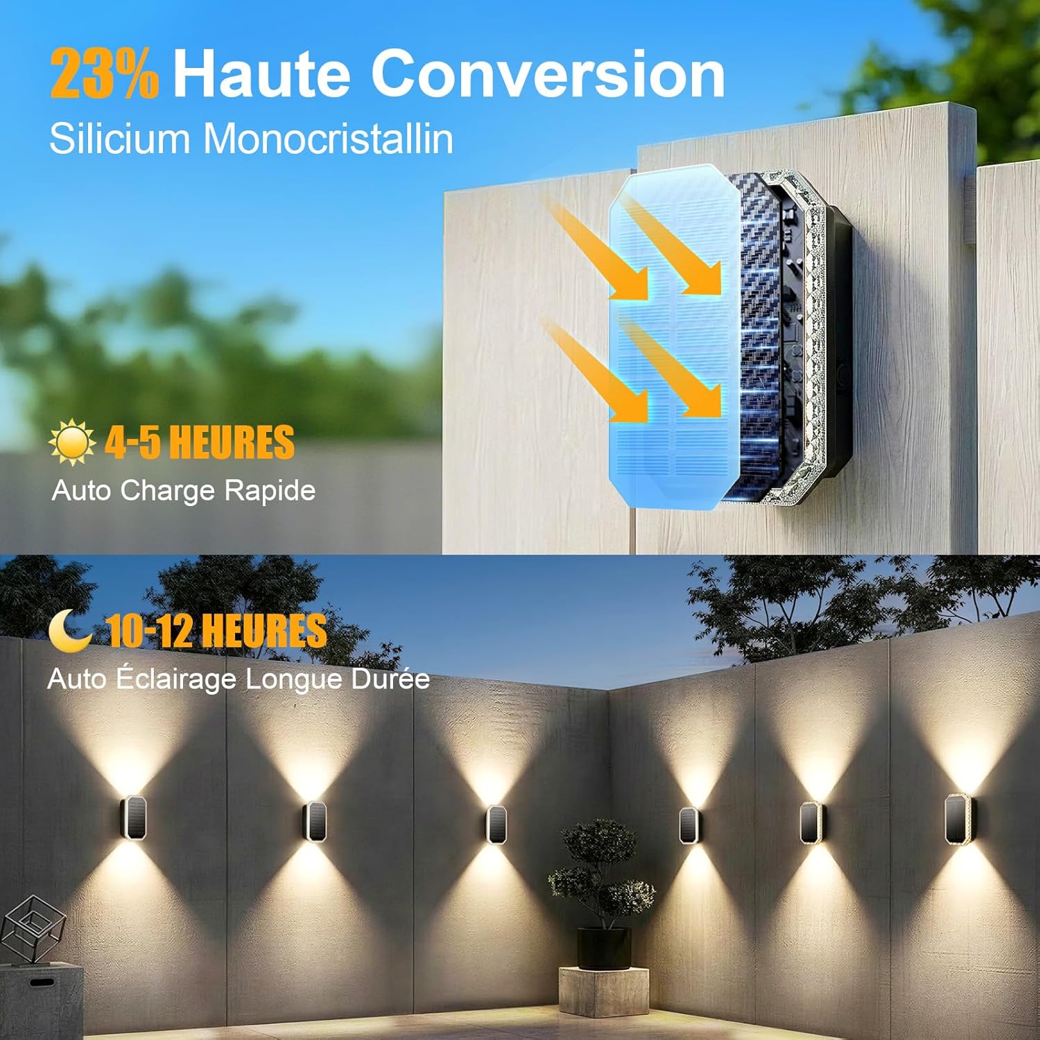 Thumbnail 3 de SUNNMO Lampe Solaire Extérieure Murale (Lot de 4) – Appliques Haut et Bas, 3 Modes, IP65