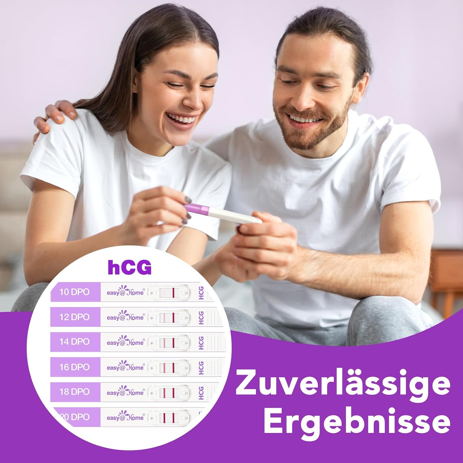 Thumbnail 6 de Easy@Home Schwangerschaftstest Frühtest – 7 Tests (2 Sticks + 5 Strips, 10 mIU/mL) mit Premom App-Unterstützung