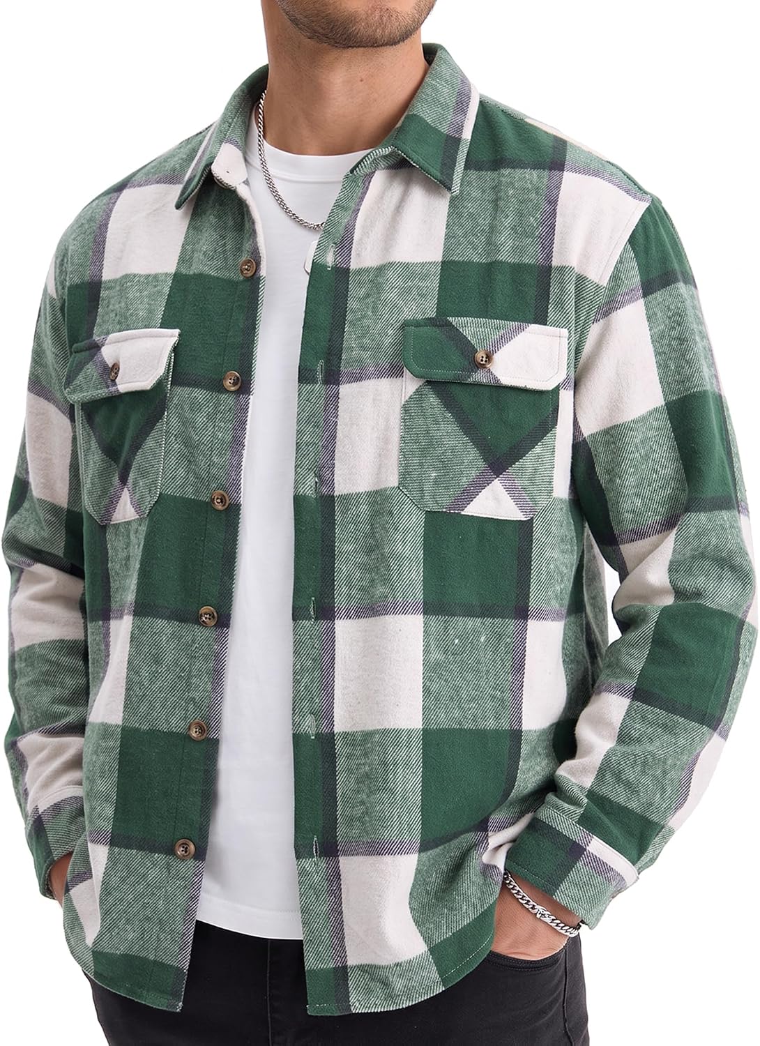 Detalle de Comdecevis Men's Flannel Shirt Jacket, Cotton