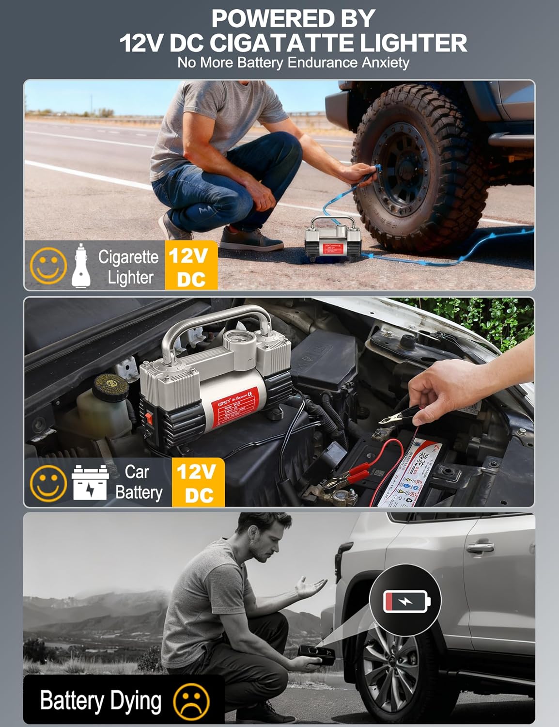 Thumbnail 6 de GSPSCN 6X Faster Inflation Tire Inflator with Heavy Duty Double Cylinders and Portable Bag