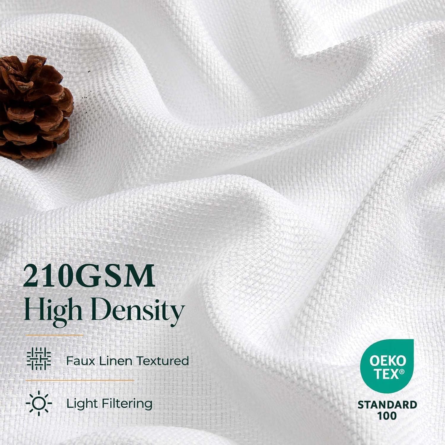 Thumbnail 1 de Chyhomenyc 2-Pack White Kitchen Tier Curtains (30x36 inch) Faux Linen Textured, Light Filtering Cafe Curtains