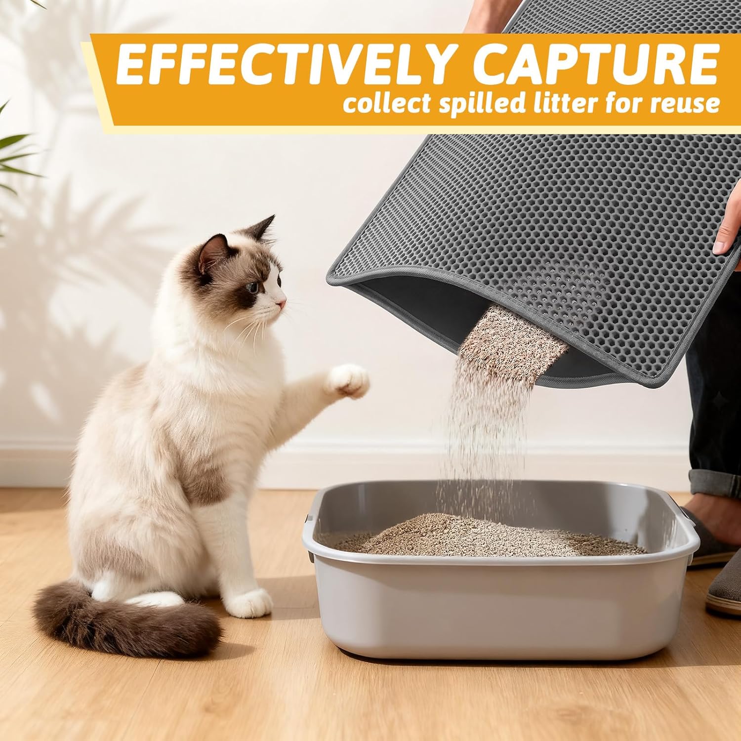 Detalle de Pieviev Cat Litter Mat 76x61cm 🐾