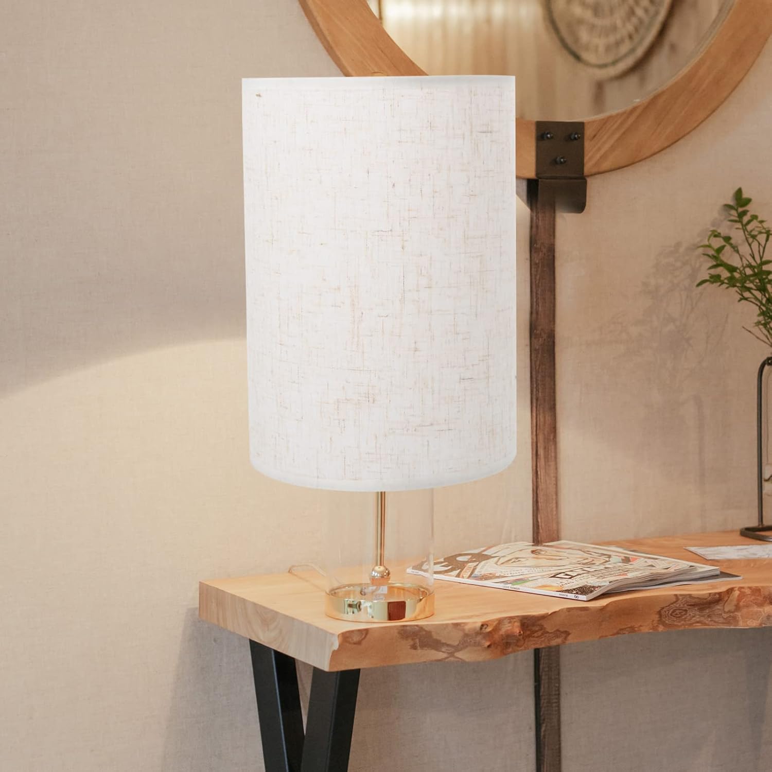 Thumbnail 2 de Milisten Lampenschirm Trommel (Natur-Leinen) – Clip-On Ersatz für Tisch- und Stehleuchte