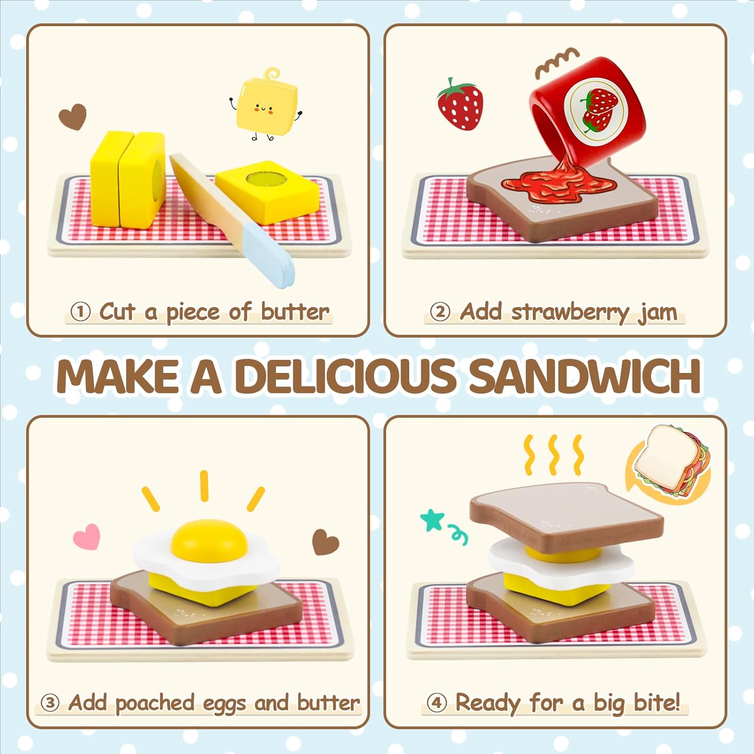 Thumbnail 4 de Airlab Wooden Pop-Up Toaster Kids Play Set (10 Pieces) – Interactive wooden pretend kitchen toy