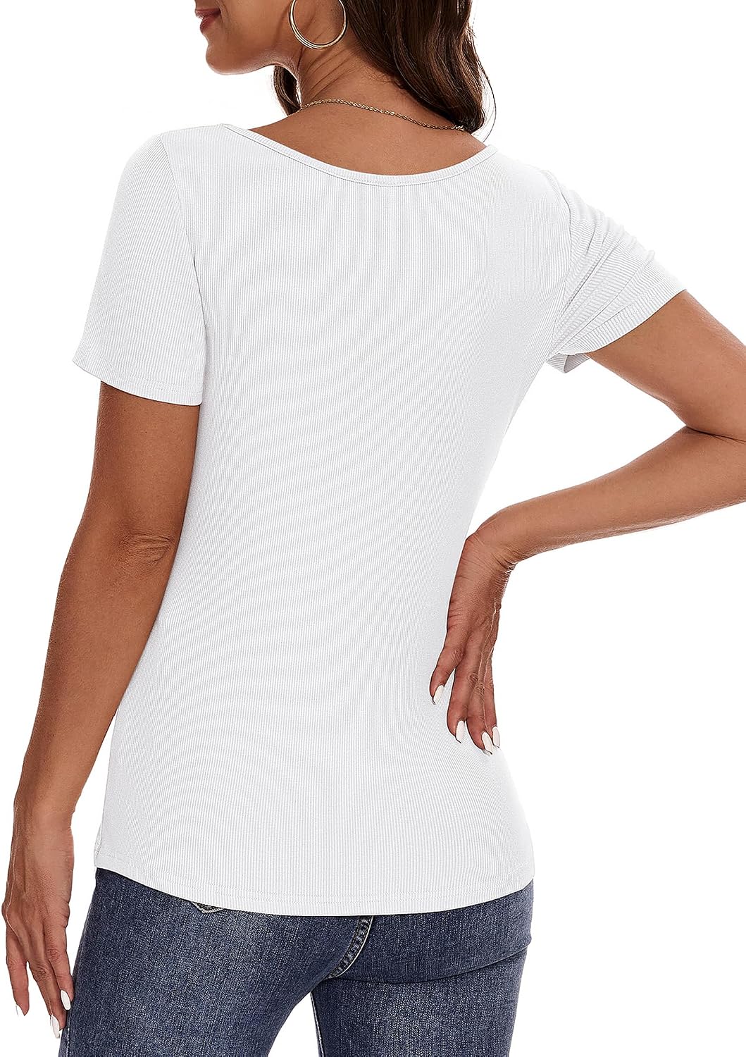 Thumbnail 4 de Aottori Camiseta Básica Mujer Cuello Cuadrado