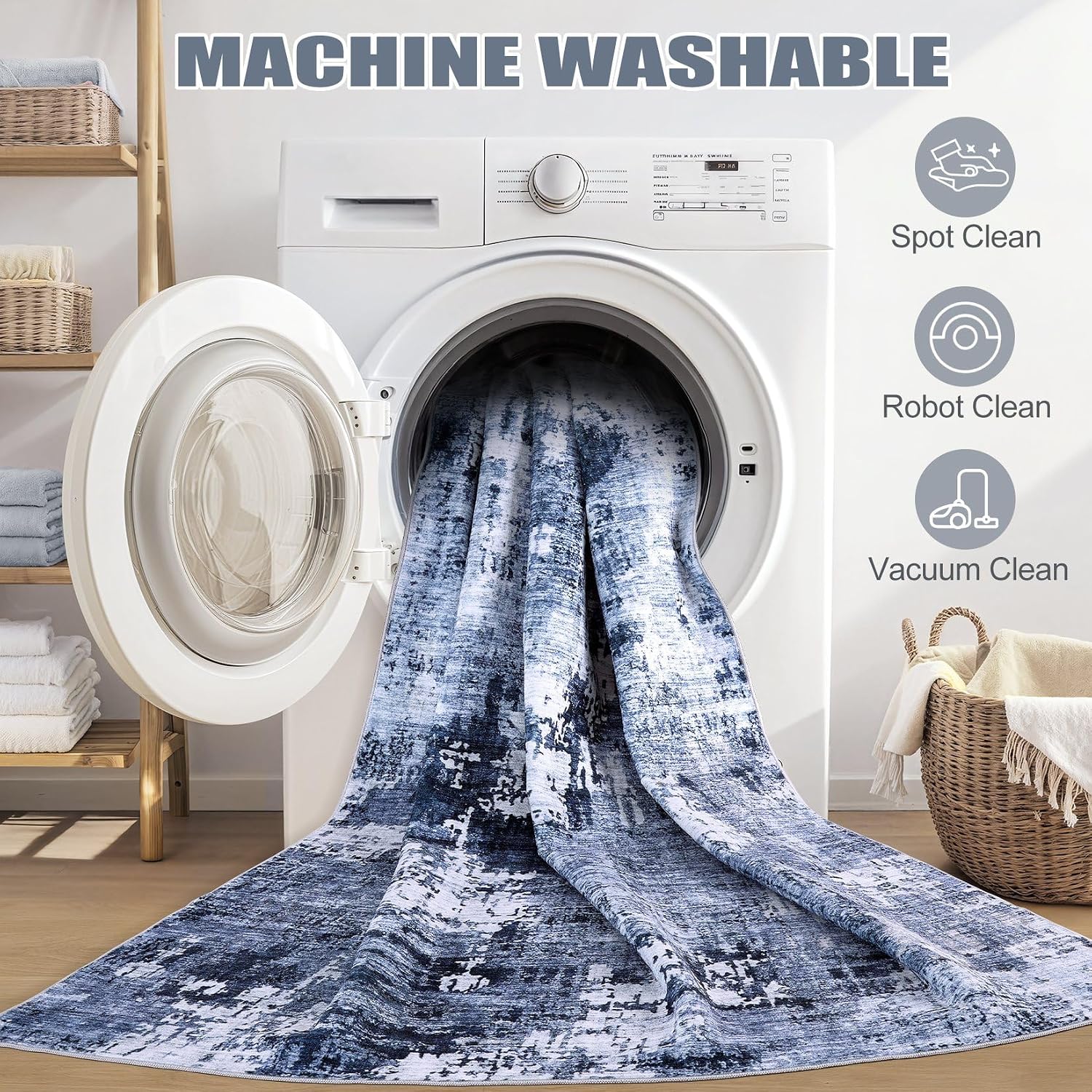 Thumbnail 5 de DMOYEST 8x10 Washable Navy Blue Area Rug ๐ก