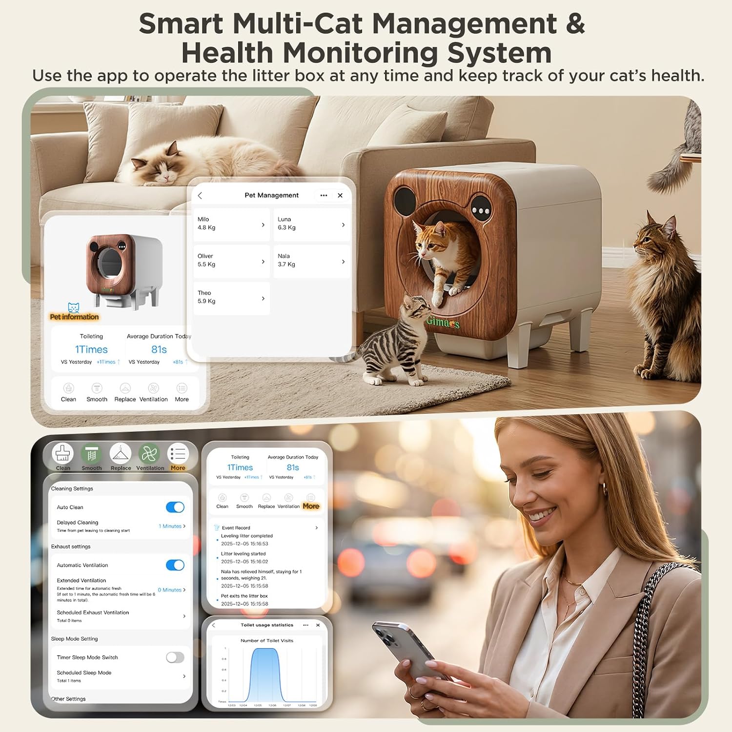 Thumbnail 2 de Gimars XXL 90L self‑cleaning cat litter box