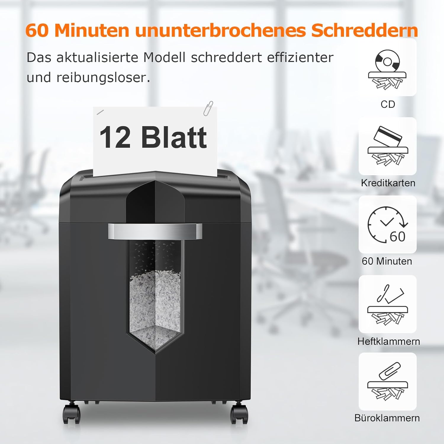 Thumbnail 1 de Bonsaii C266‑B Partikelschnitt Aktenvernichter 12 Blatt 🗑️