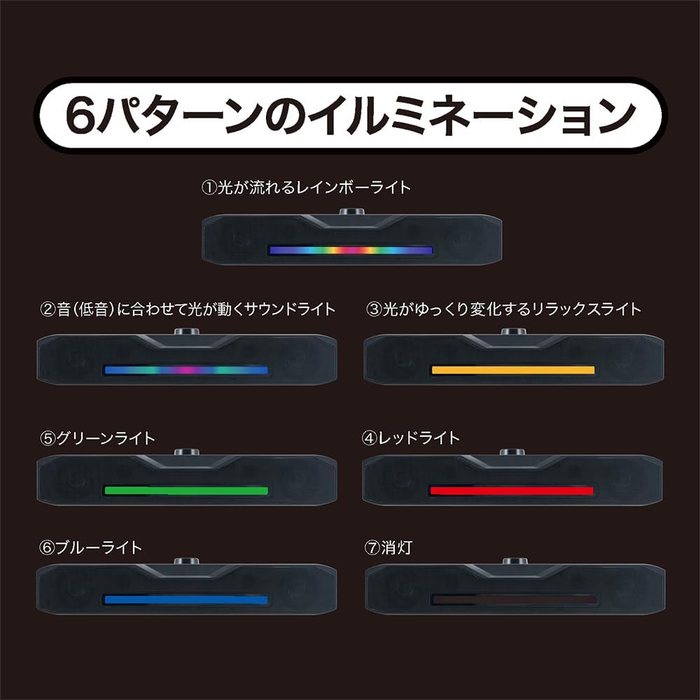 Detalle de ナカバヤシ Z1385 USBライティングサウンドバー 6W・RGB LED搭載