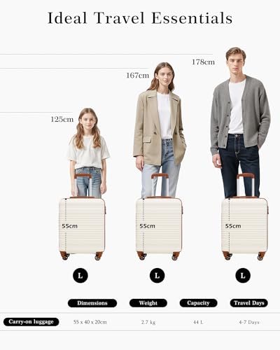 Thumbnail 6 de COOLIFE Cabin Suitcase 55x40x20cm Ryanair Cabin Bag ABS+PC Hard Shell TSA