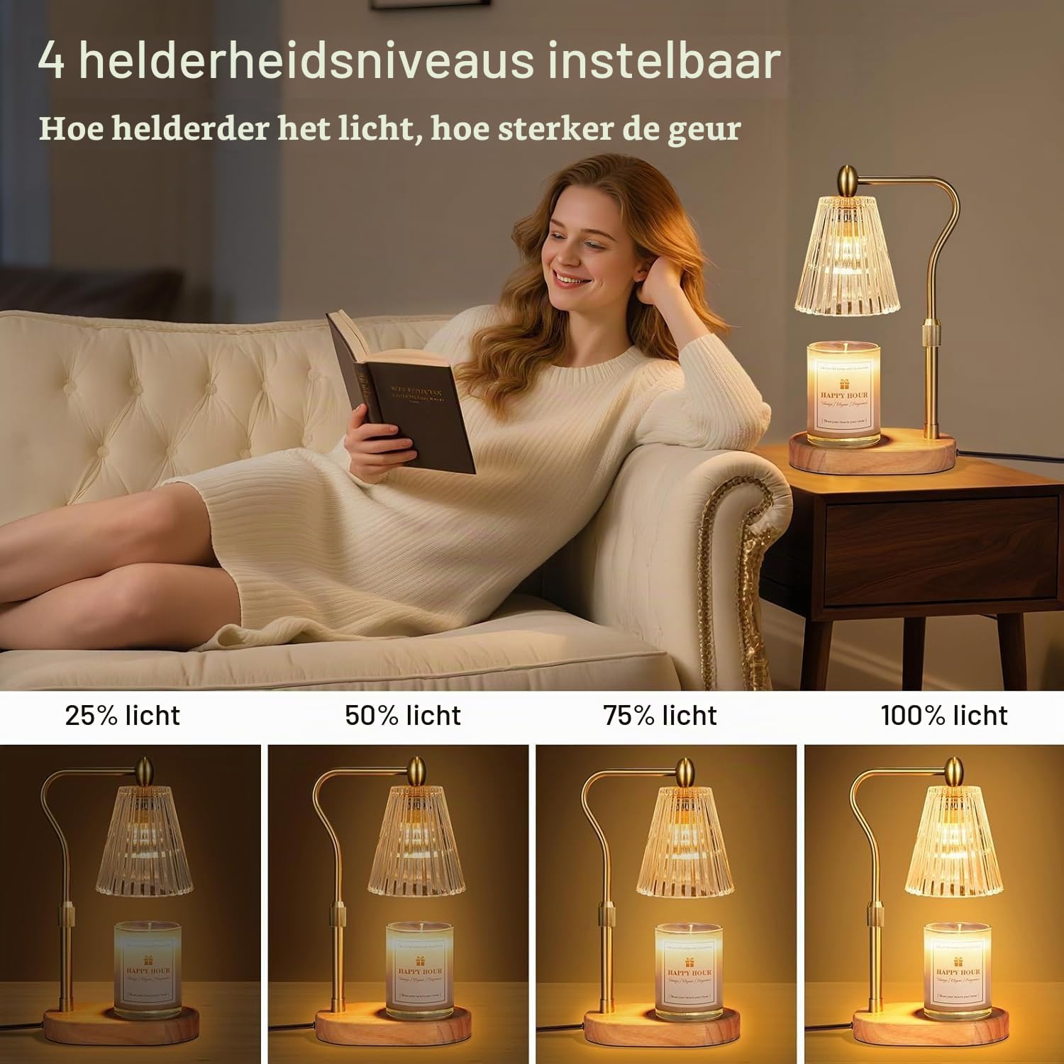 Detalle 2 de Loowoko 072 kaarsverwarmerlamp met timer, dimmer en verstelbare arm