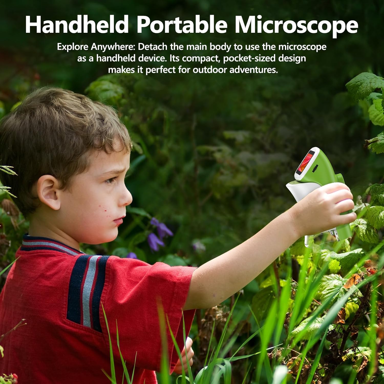 Thumbnail 3 de BEBANG Kids Handheld Mini Microscope with Stand – 2.0" 4K Screen, 1000X Digital Pocket Microscope Kit (32G EVA Case)