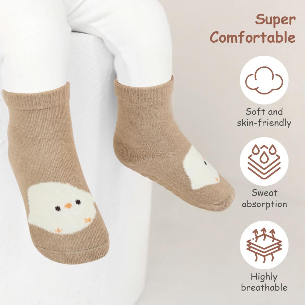 Detalle 2 de Vicloon Rutschfeste Baby-Socken – 5 Paar Baumwolle, rutschhemmend, 6–12 Monate bis 3–5 Jahre
