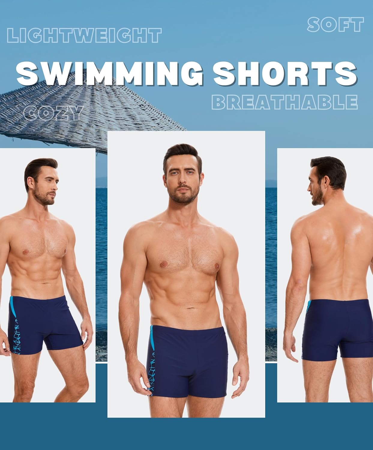 Thumbnail 4 de AMZSPORT Herren-Badehose kurz mit hydrophober Beschichtung und Kordelzug