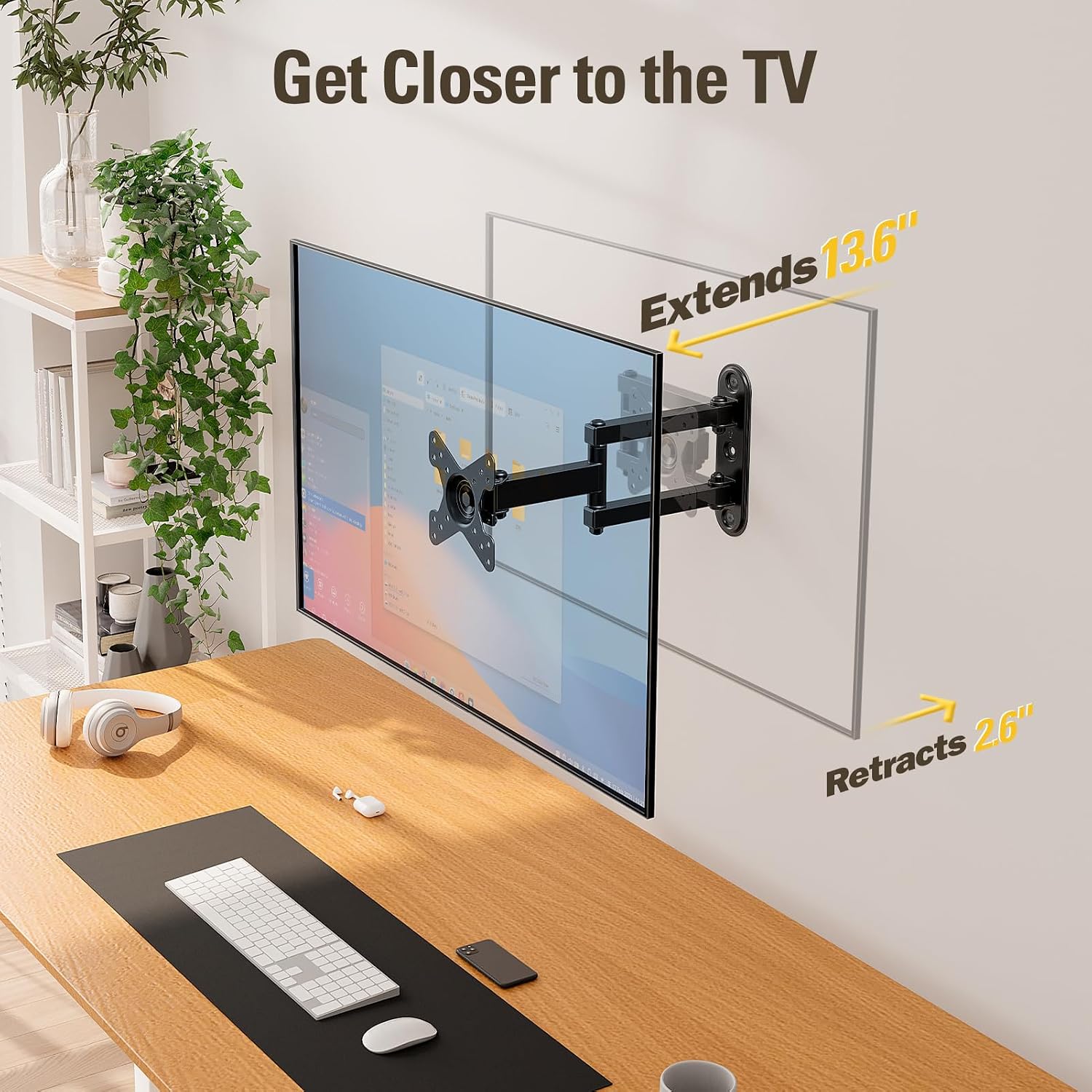 Detalle de Mounting Dream MD2463 UL Listed Full Motion TV Wall Mount for 10–26 Inch Displays