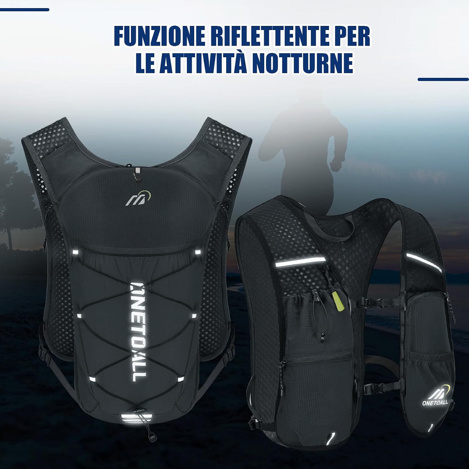 Thumbnail 6 de ONETOALL Zaino Trail Running: Gilet Running con Sacca Idrica 2L, leggero e riflettente
