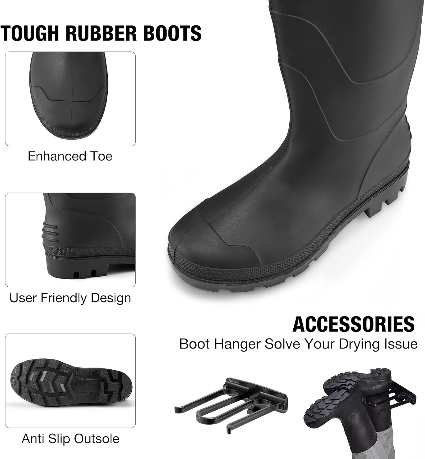 Detalle de FISHINGSIR Fishing Waders for Men: 2-Ply Nylon/PVC Bootfoot Waders