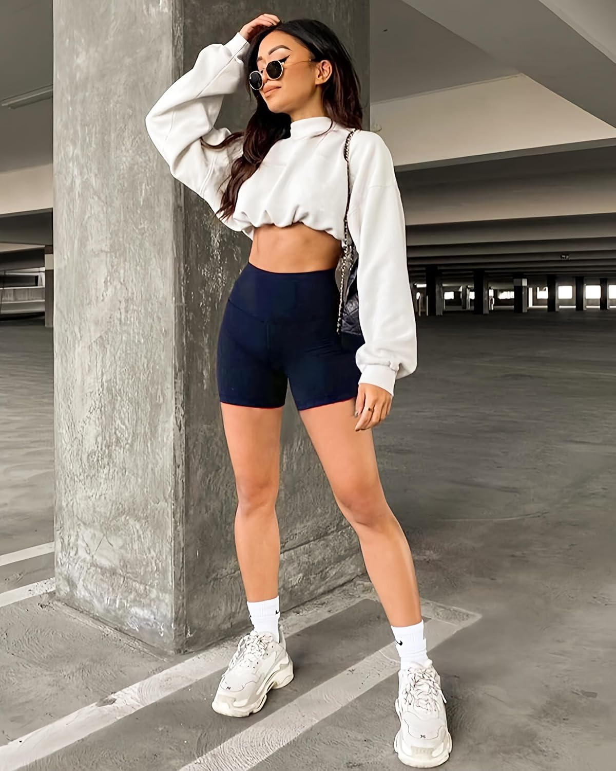 Detalle 2 de FULLSOFT 4 Pack Biker Shorts for Women with Pockets – 5" High Waisted