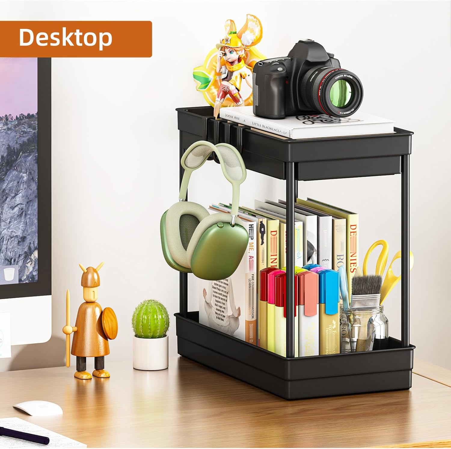 Detalle de TidyTrove 2 Pack Under Sink Storage – 2-Tier Kitchen & Multipurpose Organisation (Black)
