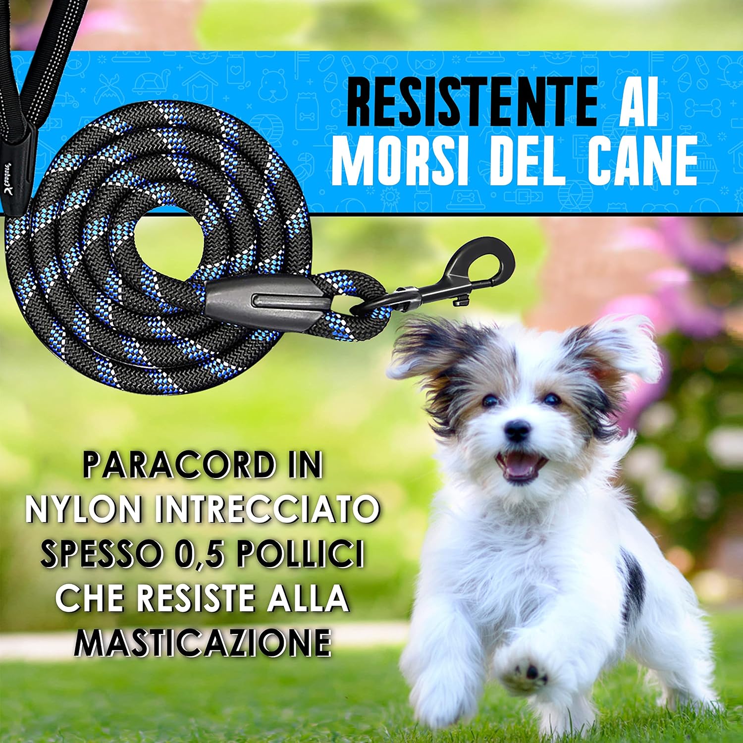 Detalle 2 de Candure Guinzaglio per Cani Elastico in Nylon Riflettente, 152 cm, imbottito e girevole, per tutte le taglie