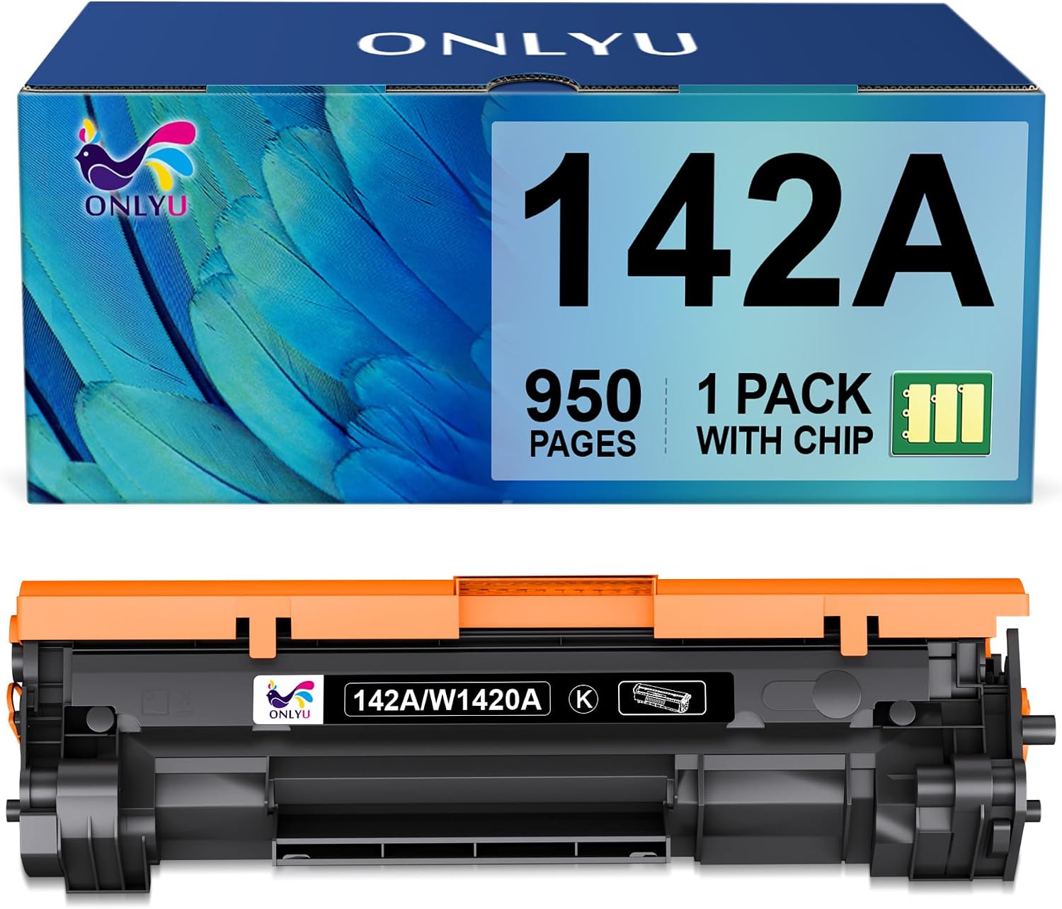 Detalle de ONLYU 142A/142X Schwarz mit Chip – Tonerkartusche kompatibel mit HP LaserJet M110/M139/M140 (1 Schwarz, Chip aktuell)