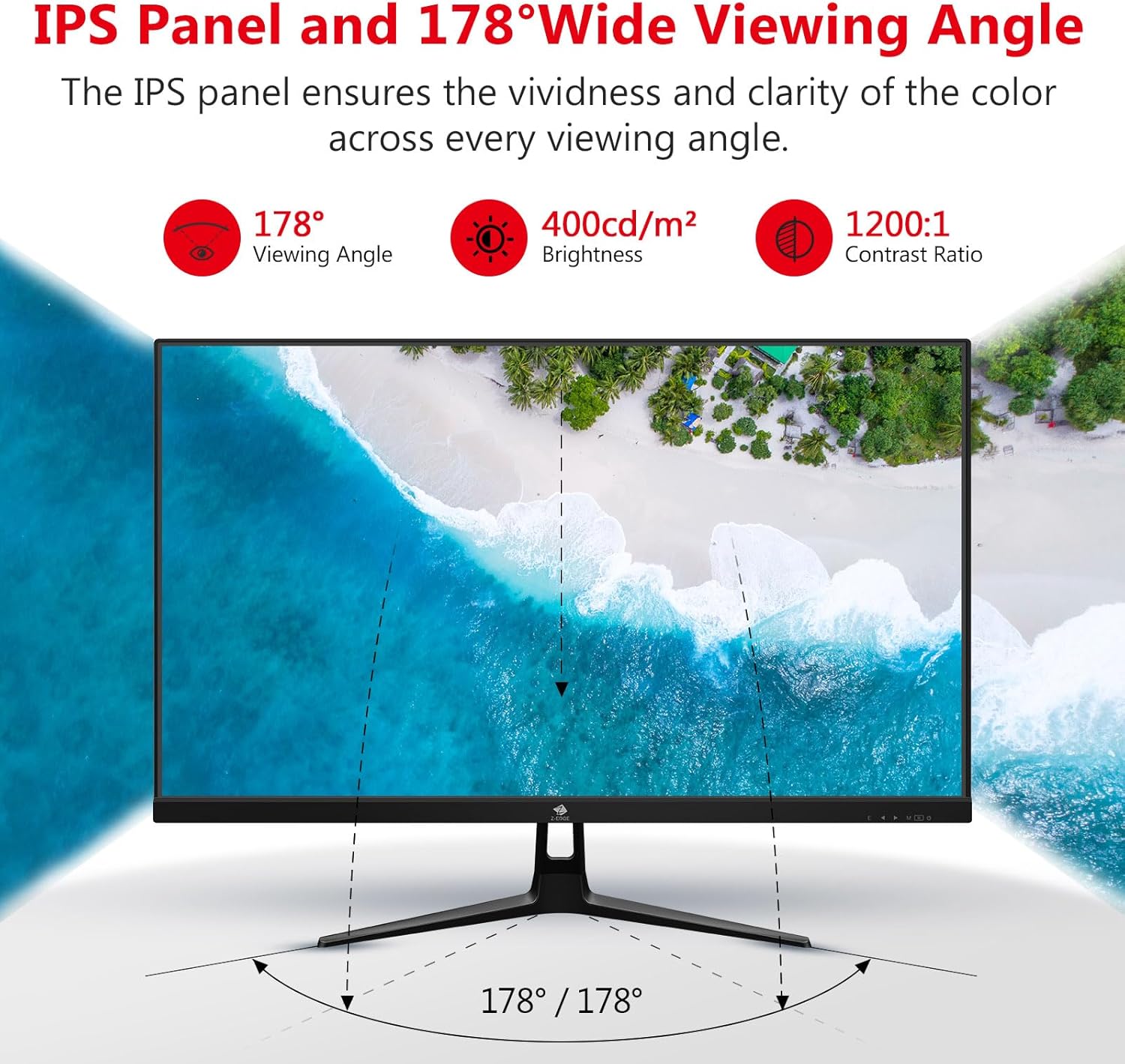 Thumbnail 6 de Z-Edge 27 Inch Gaming Monitor (240Hz, 1ms, Full HD, IPS) with FreeSync, HDMI & DisplayPort, VESA — Black