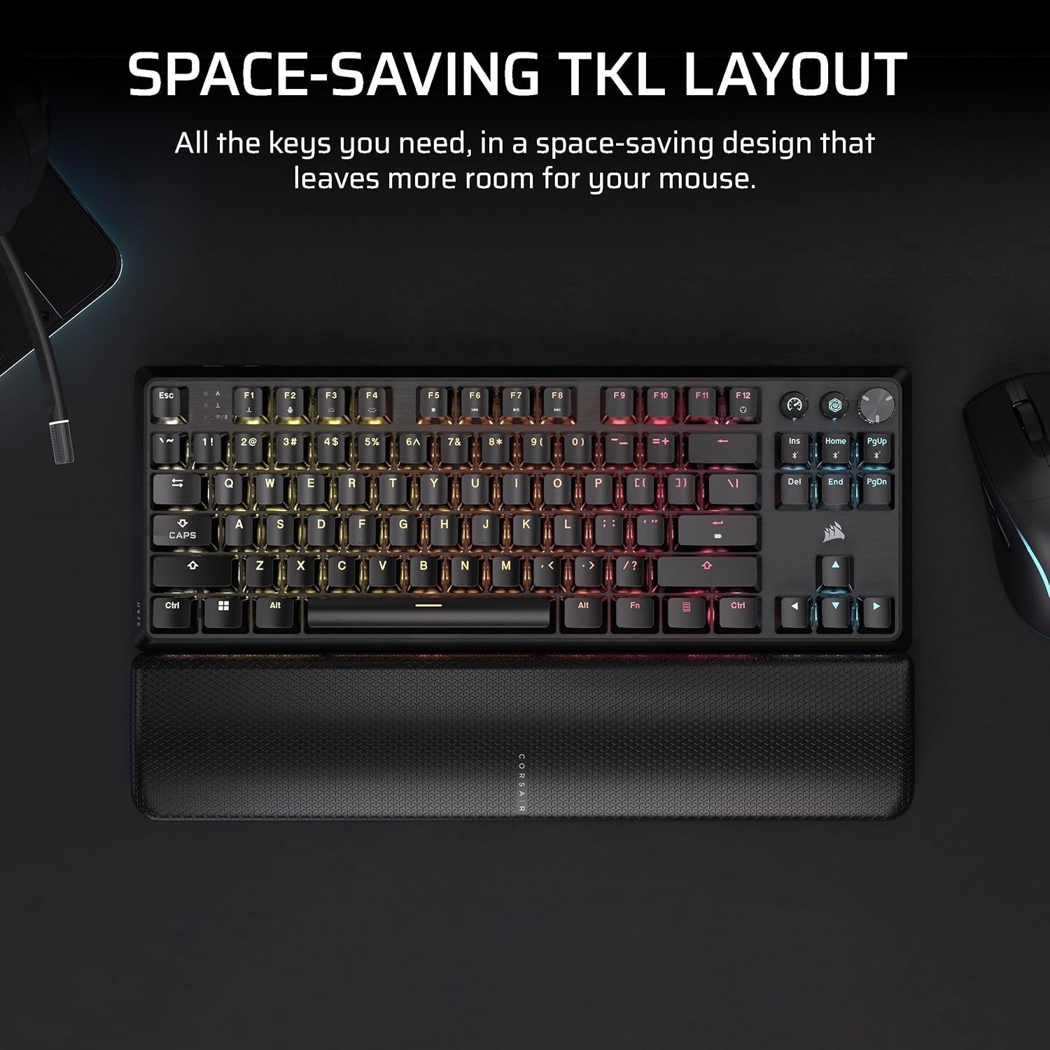 Thumbnail 2 de Corsair K70 CORE TKL Wireless RGB Mechanical Keyboard (Tenkeyless) with Pre-Lubed MLX Red v2 Linear Switches — Black